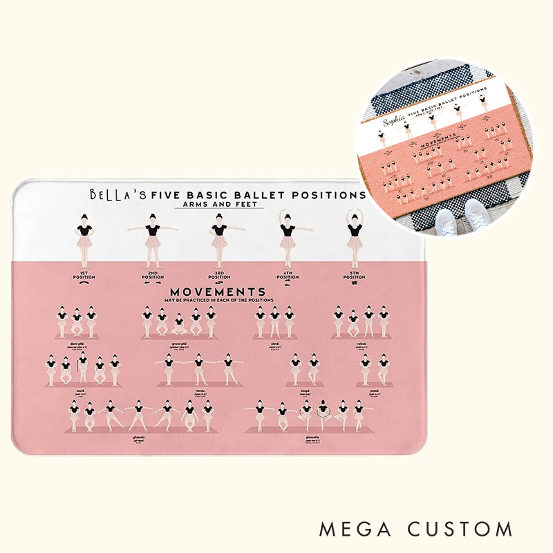 Personalized Ballet Positions & Movements Doormat Ballerina Family Door Mat Welcome Mat for Dance Lovers Housewarming Gifts
