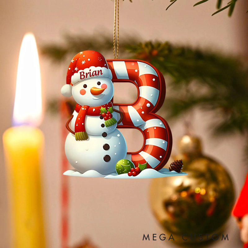 Personalized Acrylic Flat Christmas Letters Ornaments Hanging Xmas Alphabet Letters For Christmas Tree Pendant Christmas Decorations