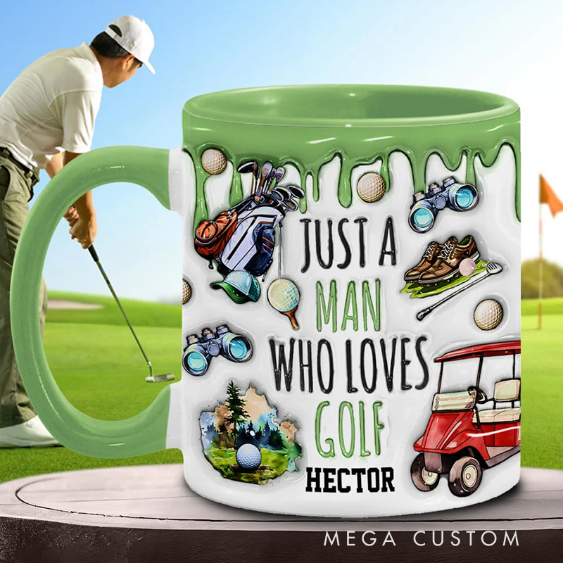 Personalized "Just a Man Who Loves Golf" Golf Lover’s Mug with Custom Name