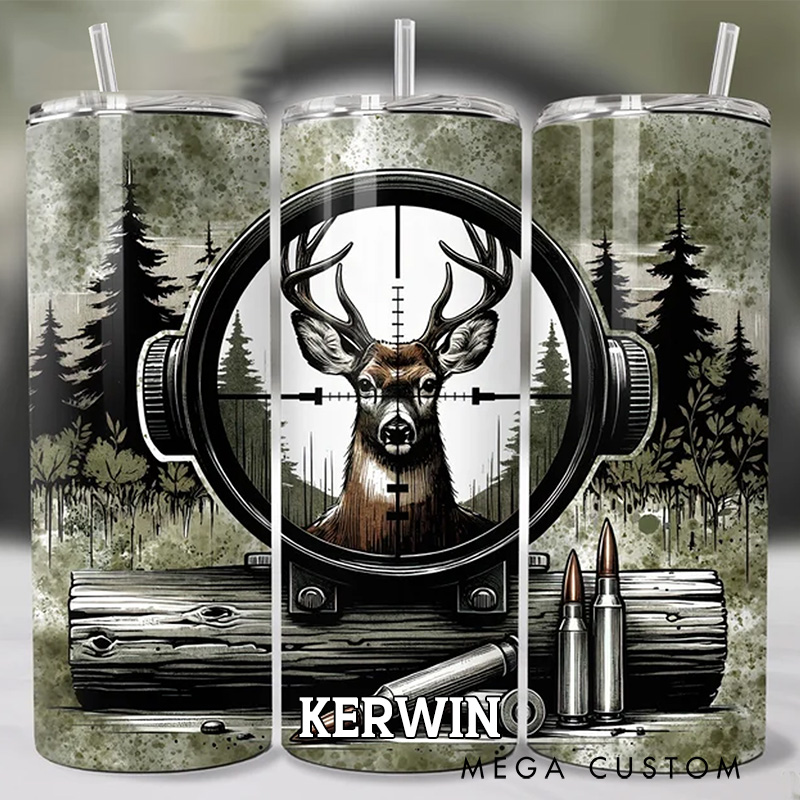 Personalized Deer Hunting Tumbler Forest Animal 20oz Skinny Tumbler Gift for Outdoor Hunting Lover