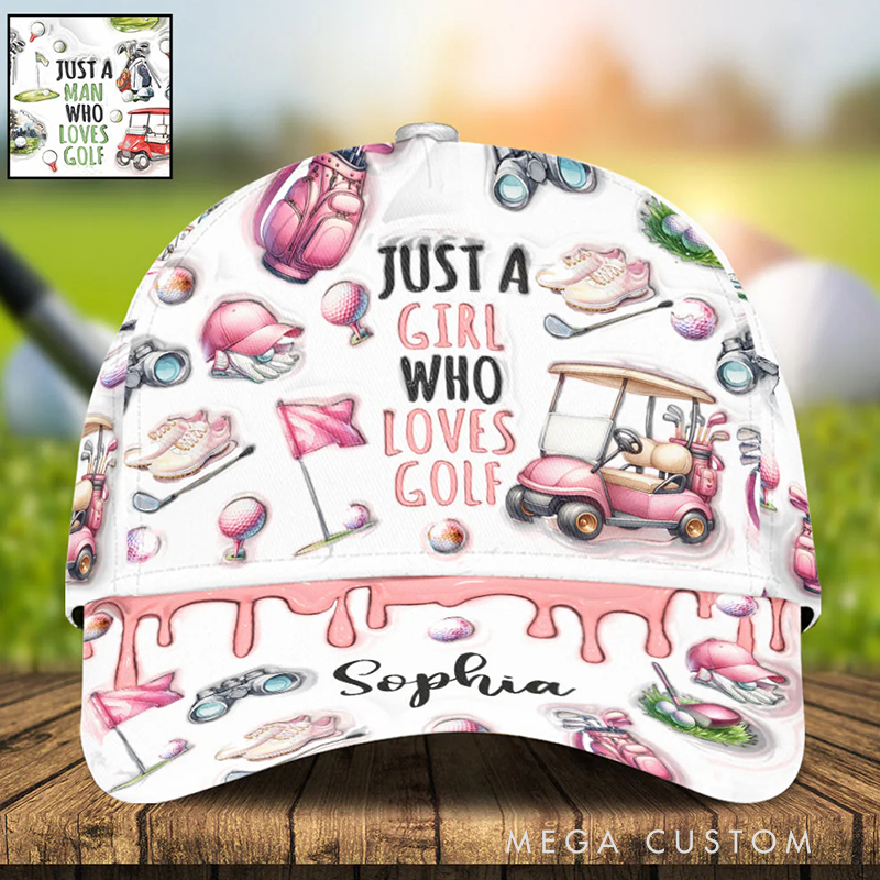 Personalized "Just a Girl Who Loves Golf" Cap with Custom Name   