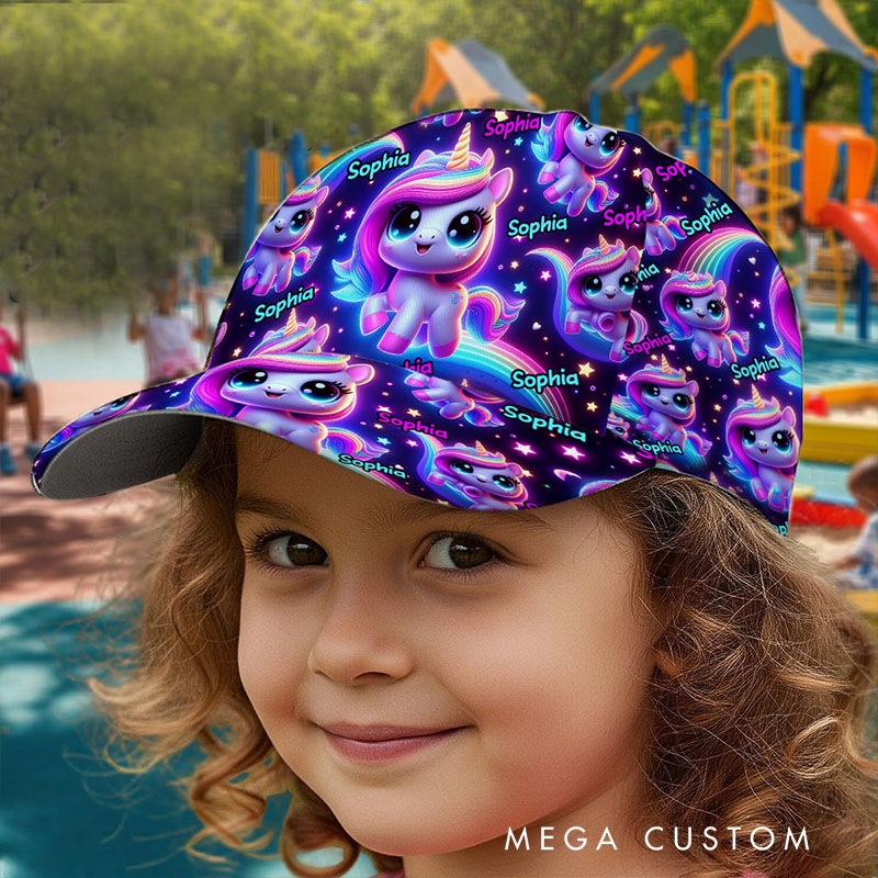 Personalized Fantasy Kids Cap with Custom Name and Vibrant Magical Design Perfect for Kids' Imaginative Adventures Cap