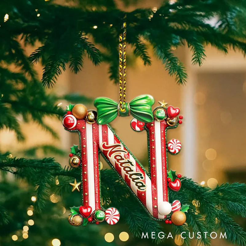 Personalized Christmas Ornament with Name One Sided Custom Letter Holiday Decoration for Tree Family Christmas Letters