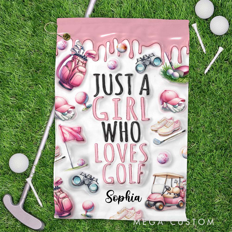 Personalized "Just a Girl Who Loves Golf" Towel with Custom Name 