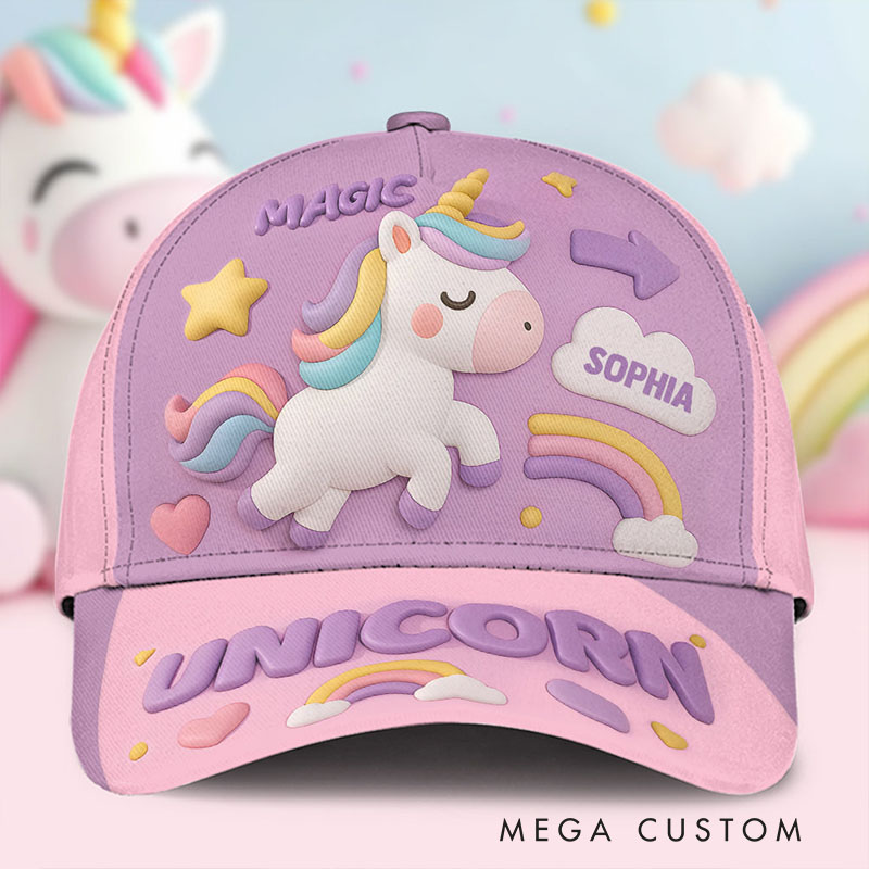 Personalized Unicorn Magic Cap with Custom Name and Whimsical Pastel Design Perfect for Dreamy Adventures Kid Classic Cap