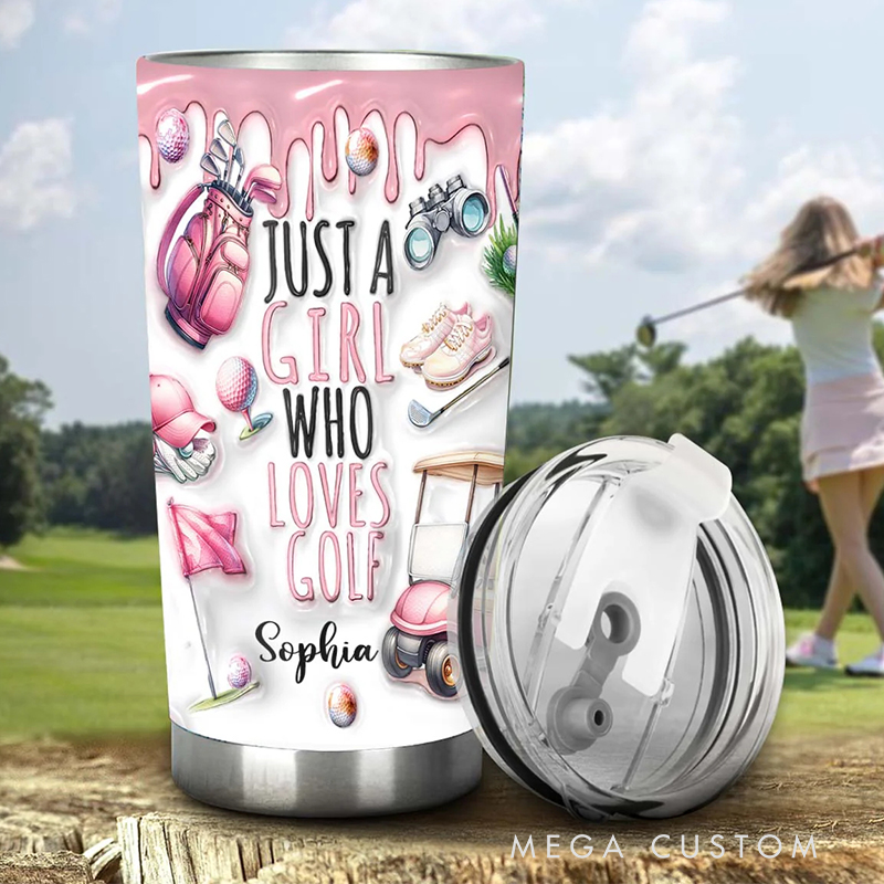 Personalized "Just a Girl Who Loves Golf" Tumbler with Custom Name  