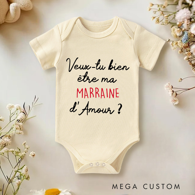 Personalized Will You Be My Godmother or Godfather of Love Baby Onesie Baby Shower Gift