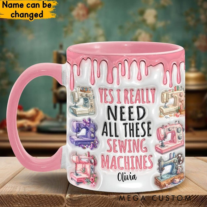 Personalized I Really Need All These Sewing Machines Accent Mug Custom Sewing Cup Sewing Gifts For Women Gifts For Sewing Lovers