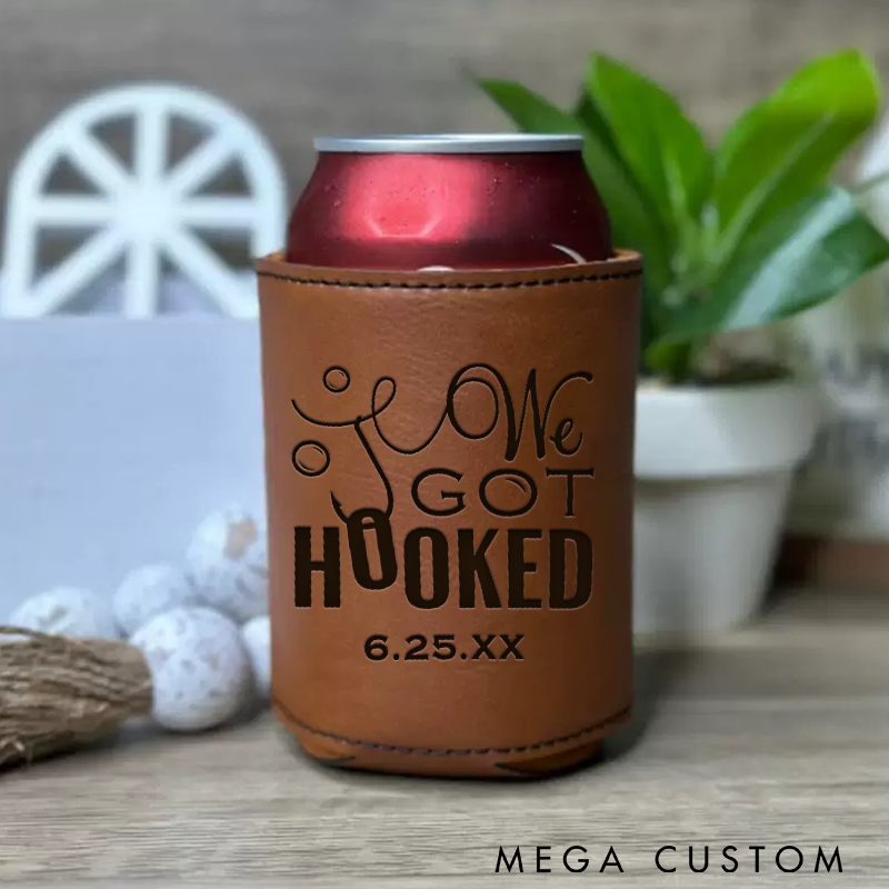 Personalized Fishing Cup Sleeve We Got Hooked Wedding Favors Couples Gift Insulated Drink Holder Perfect for Engagements and Fishing Lovers