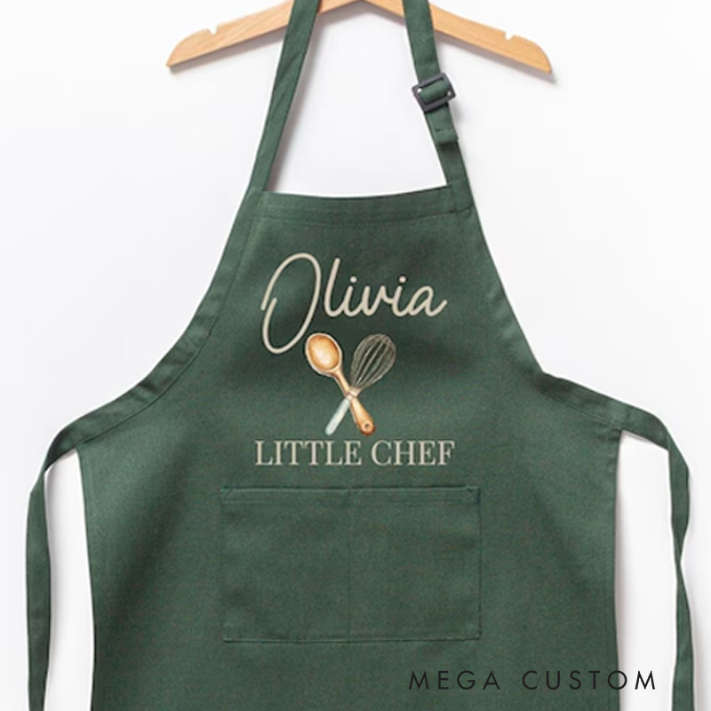 Personalized Cartoon Witch Character Pumpkin Adjustable Apron Chef Hat Set with Name and Initial Daily Use Halloween Party Gift for Kids