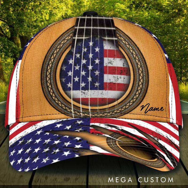 Personalized Name Classic Cap 3D Print Baseball Cap for Music Lover and Guitar Lovers Custom Gift