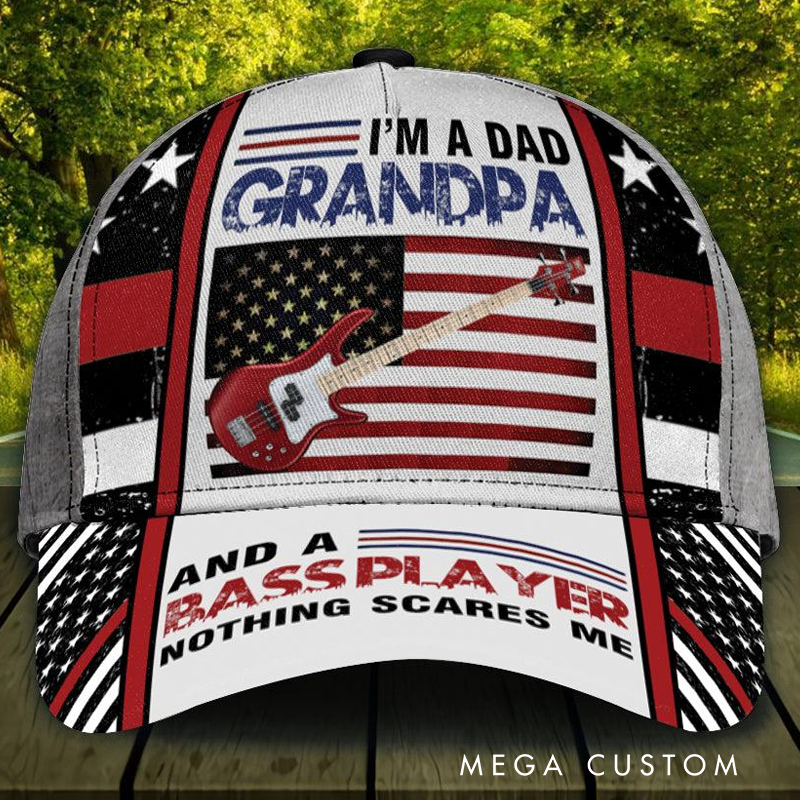 Personalized Name Classic Cap 3D Print Baseball Cap for Music Lover and Guitar Lovers Custom Gift