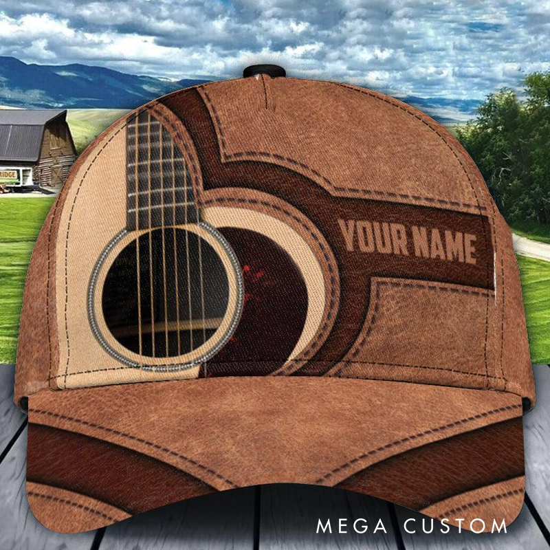 Personalized Name Classic Cap 3D Print Baseball Cap for Music Lover and Guitar Lovers Custom Gift