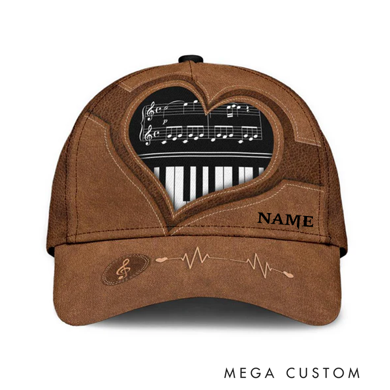 Personalized Name Piano Classic Cap 3D Print Baseball Cap for Music Lover and Piano Lovers Custom Gift