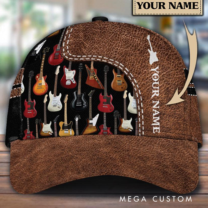 Personalized Name Classic Cap 3D Print Baseball Cap for Music Lover and Guitar Lovers Custom Gift