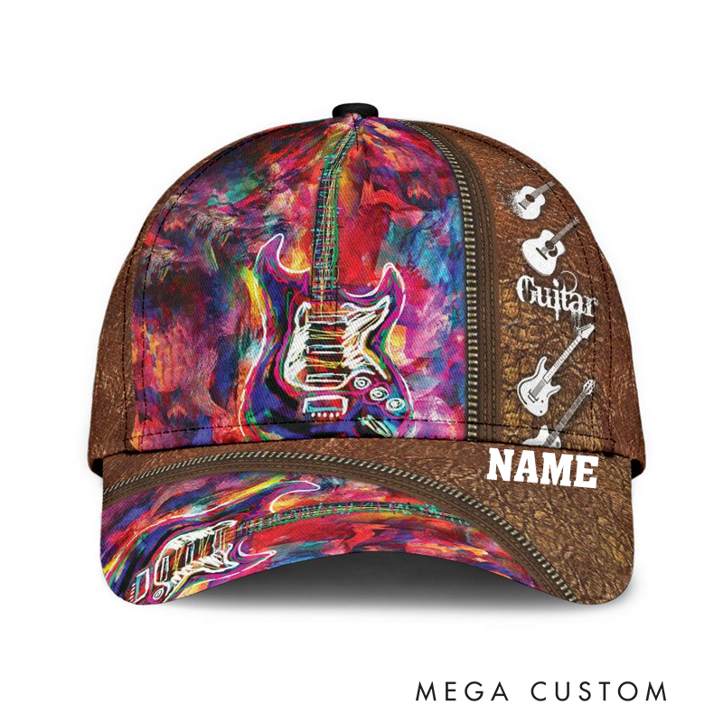Personalized Name Classic Cap 3D Print Baseball Cap for Music Lover and Guitar Lovers Custom Gift