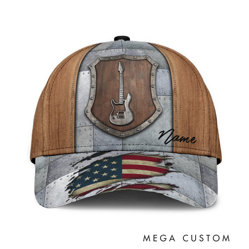 Personalized Name Classic Cap 3D Print Baseball Cap for Music Lover and Guitar Lovers Custom Gift