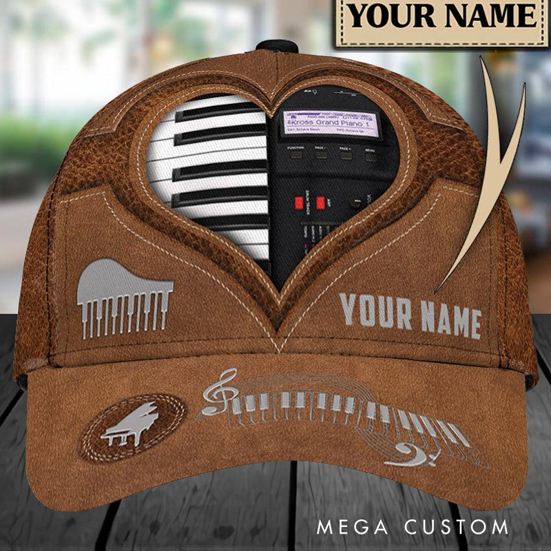 Personalized Name Piano Classic Cap 3D Print Baseball Cap for Music Lover and Piano Lovers Custom Gift