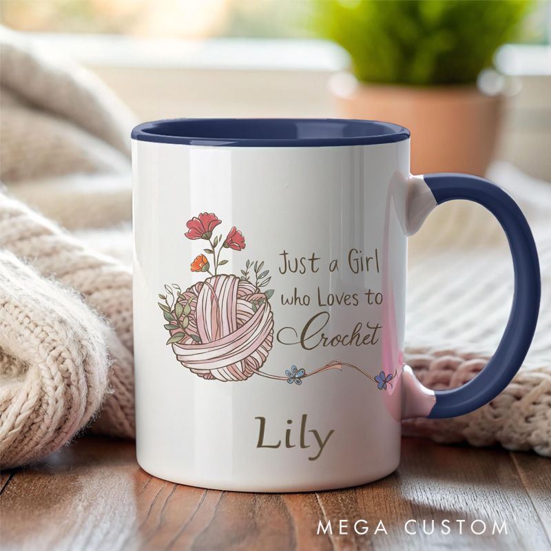 Personalized Just a Girl Who Loves to Crochet Gift Mug Best Friend Novelty Mug Crocheter Birthday Mothers Day Present
