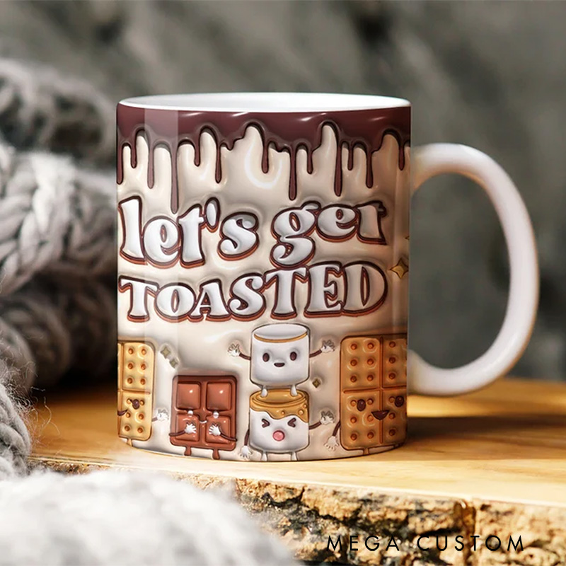 Personalized Puffy Bubble Camping Smore Toasted Mug Let's Get Toasted Cup Gift Camping Lover