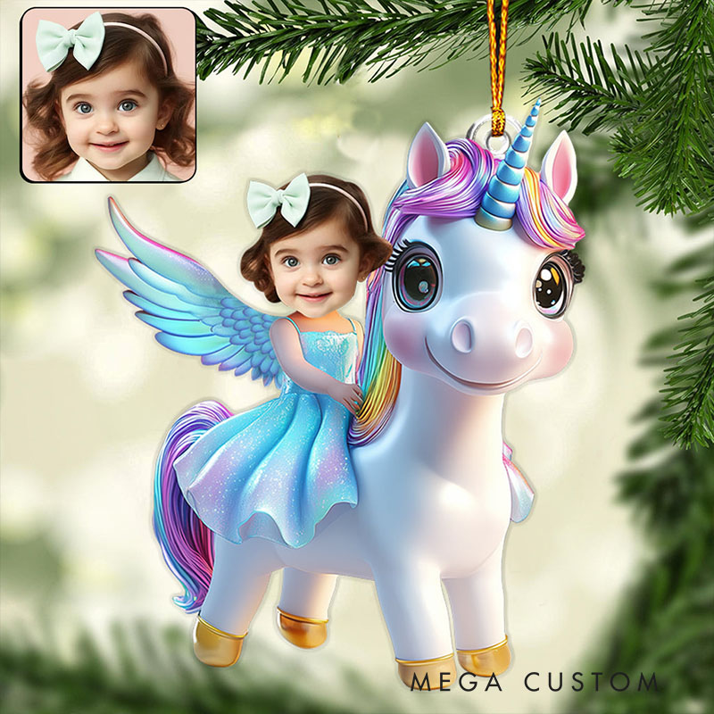 Personalized Unicorn Photo Ornament with Custom Image and Whimsical Fantasy Design Perfect for Cherished Holiday Memories Christmas Ornament