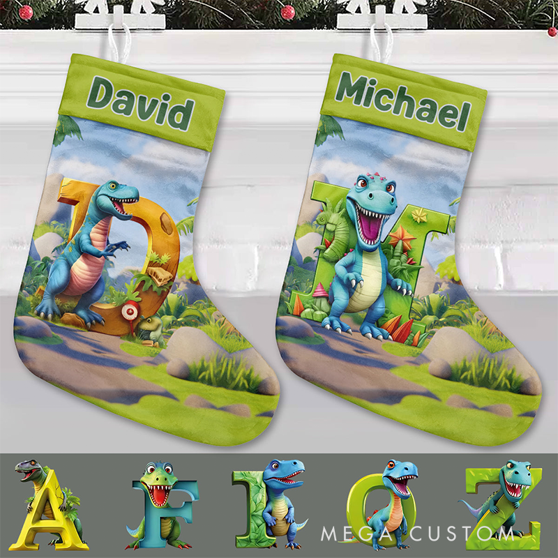 Personalized Dinosaur Alphabet Kid Christmas Stockings