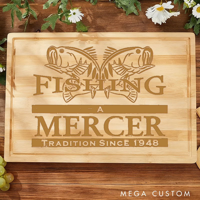 Personalized Fishing Cutting Board Fishing Wedding Anniversary Housewarming gift Perfect Gift for Fishing Enthusiasts and Outdoor Lovers