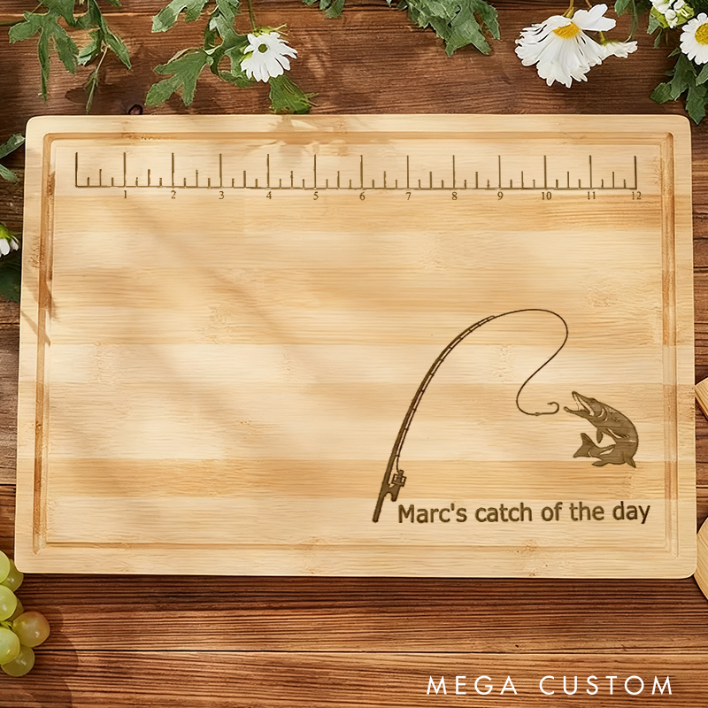 Personalized Fishing Cutting Board Fish Measuring Board Catch of the Day Gift Fisherman's Gift Fathers Day Gift Custom Name Perfect Gift for Fishing Enthusiasts