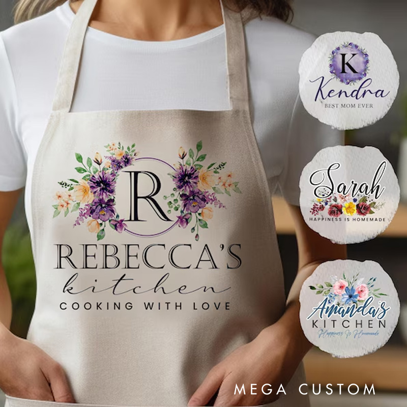 Personalized Cooking with Love Family Apron Baking Apron for Women with Name Baking Lover Gift