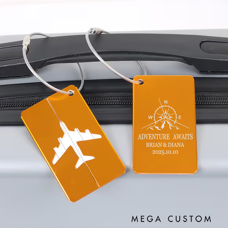 Personalized Adventure Awaits Luggage Tag Engraved Custom Baggage Id Tag Gift for Outdoor Enthusiasts
