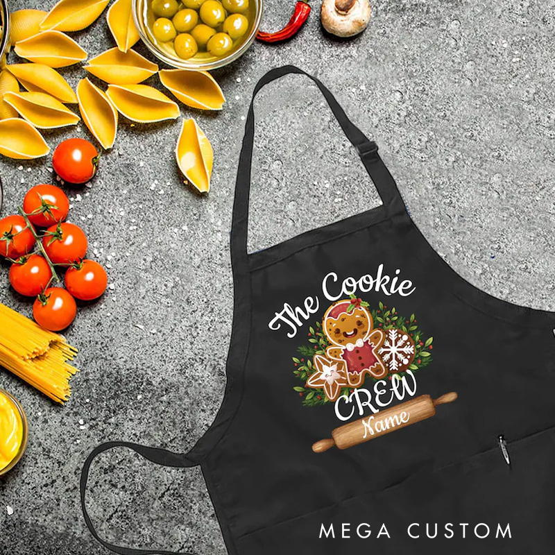 Personalized the Cookie Crew Apron Baking Apron with Name for Kids Family Baker Baking Lover Christmas Gift for Boys and Girls