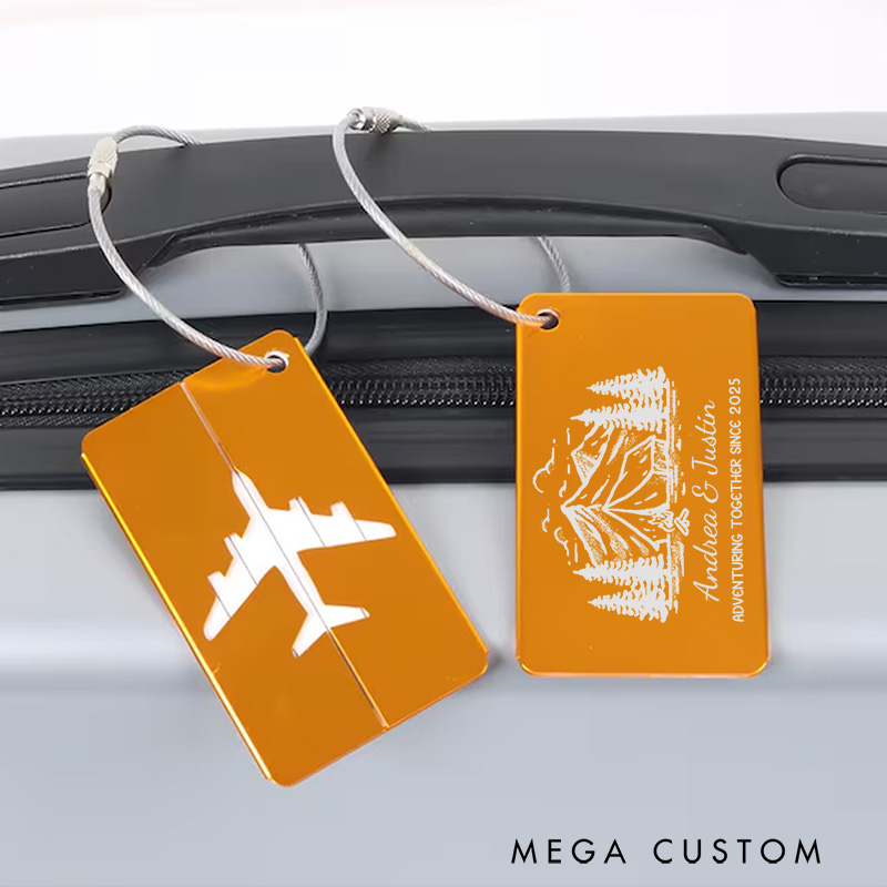 Personalized Outdoor Adventur Luggage Tags Engraved Baggage ID Tag Custom Luggage Tag for Couple