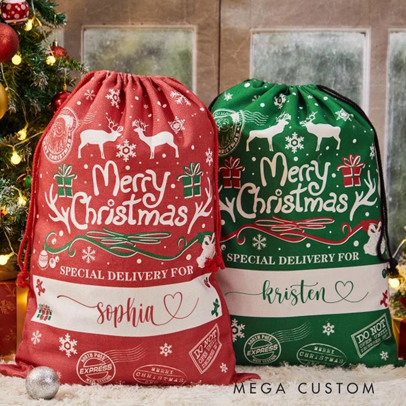 Personalized Name Christmas Santa Bag Christmas Gift Bags for Kids and Adults Santa Delivery Sack Extra Large Santa Bag Christmas Gift