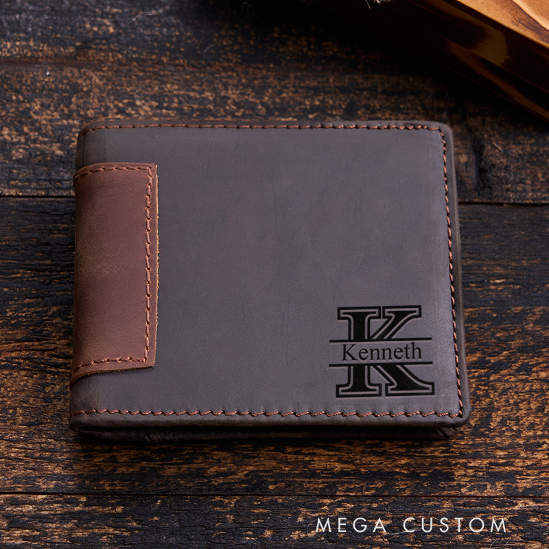 Personalized Leather Wallet Genuine Leather Wallet Custom Mens Wallet Engraved Wallet For Men Gift For Father Gift for Him Boyfriend Groomsmen