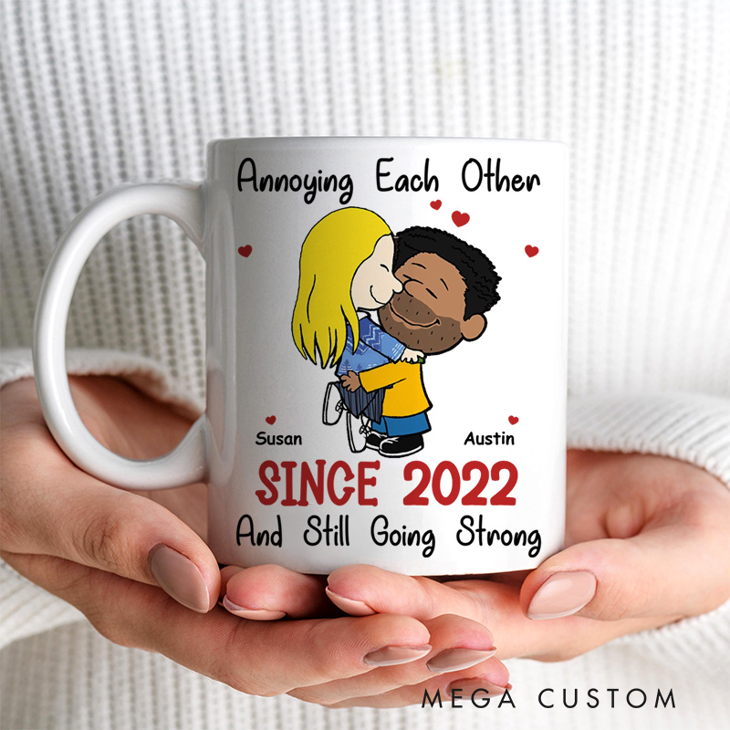 Personalized Cartoon Couple Mug Annoying Each Other Since & Still Going Strong Anime Mug Movie Lover Gift for Girlfriend Boyfriend Couples