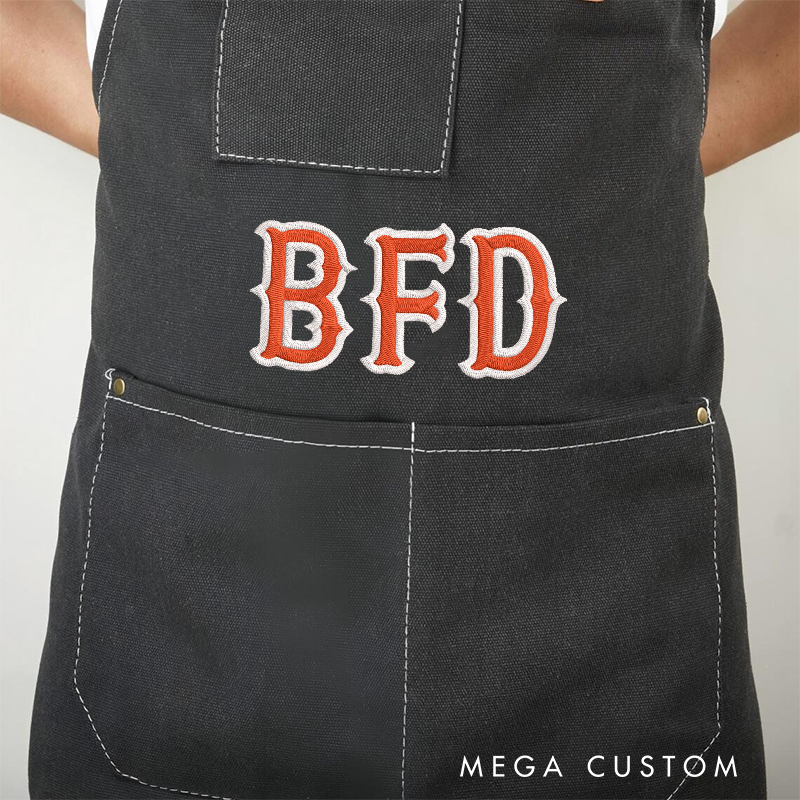 Personalized Firefighter Canvas Apron with Custom Embroidered Letters Design Gift for Firefighters
