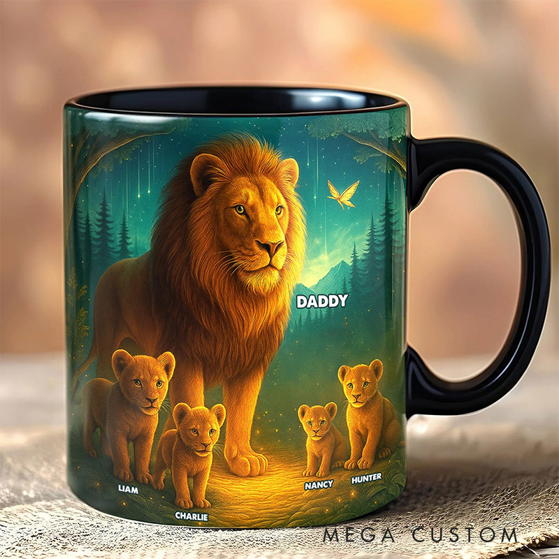 Personalized Lion Dad Mug TV Show Mug Movie Lover Gift for Dad Father Family Father's Day