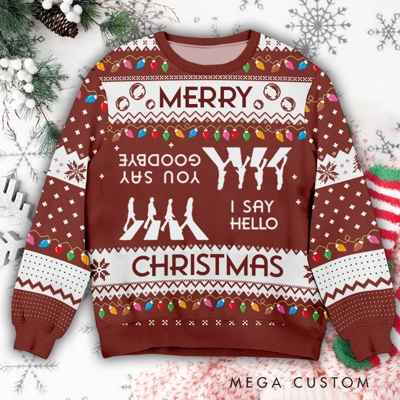 Personalized Hello Goodbye Ugly Sweater Musical Welcome Ugly Sweater for Music Lover