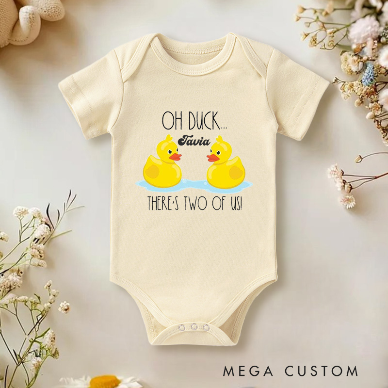 Personalized Oh Duck... There's Two of Us! Cute and Playful Twin Baby Onesie
