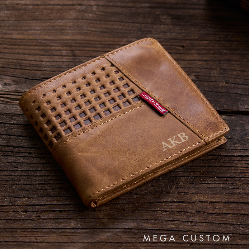 Personalized Leather Wallet For Him Engraved Wallet Men's Leather Wallet Minimalist Wallet Unique Leather Wallet Anniversary Gift For Him Boyfriend Gift Dad Gift Husband Gift