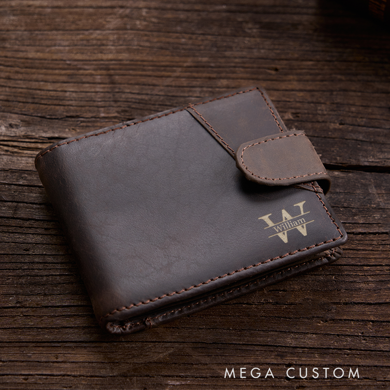 Personalized Leather Wallet Engraved Crazy Horse Wallet Mens Wallet Leather Wallet For Him Groomsmen Wallet Boyfriend Gift Dad Gift Husband Gift
