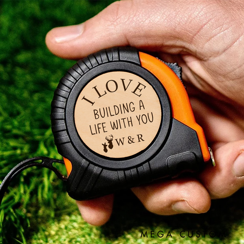 Personalized Custom Tape Measure Engraving I Love Building a Life with You Tape Measure Tool Gifts for Husband Couple