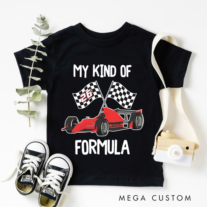 Personalized Race Car Grand Prix Checkered Flag Onesie Kids Shirt