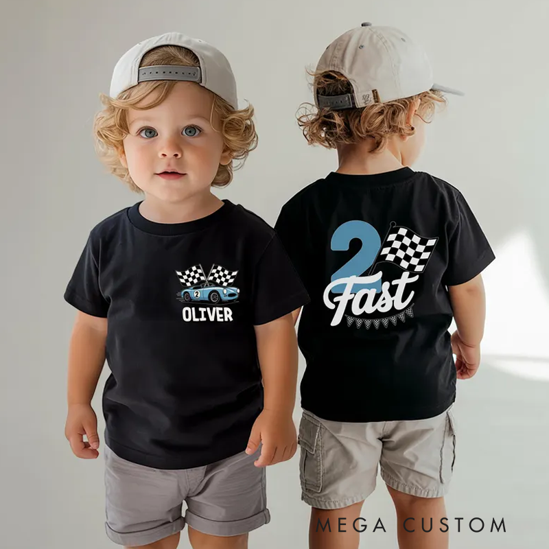 Personalized Two Fast Birthday Shirts Race Car Tee for Baby Boy Birthday Gift for Grandson