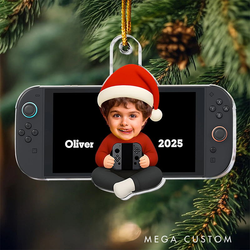 Personalized Kid Gamer Christmas Ornament Acrylic Photo Ornament Gamer Christmas Gift Video Game Xmas Gift Christmas Decor