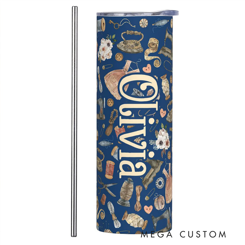 Personalized Colorful Sewing Crafter Stainless Steel Tumbler Gift for Her