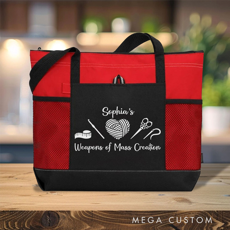 Personalized Weapons Of Mass Creation Tote Bag Gift For Crocheter And Knitter
