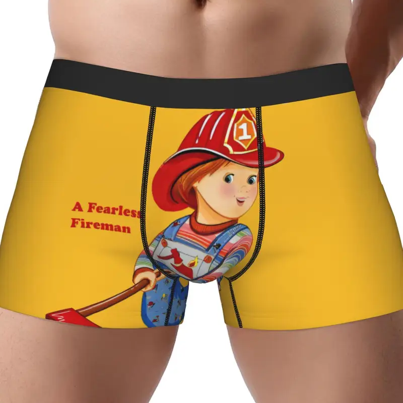 Personalized Firefighter Themed Funny Boxers with Fearless Fireman Design Playful Gift for Firefighter