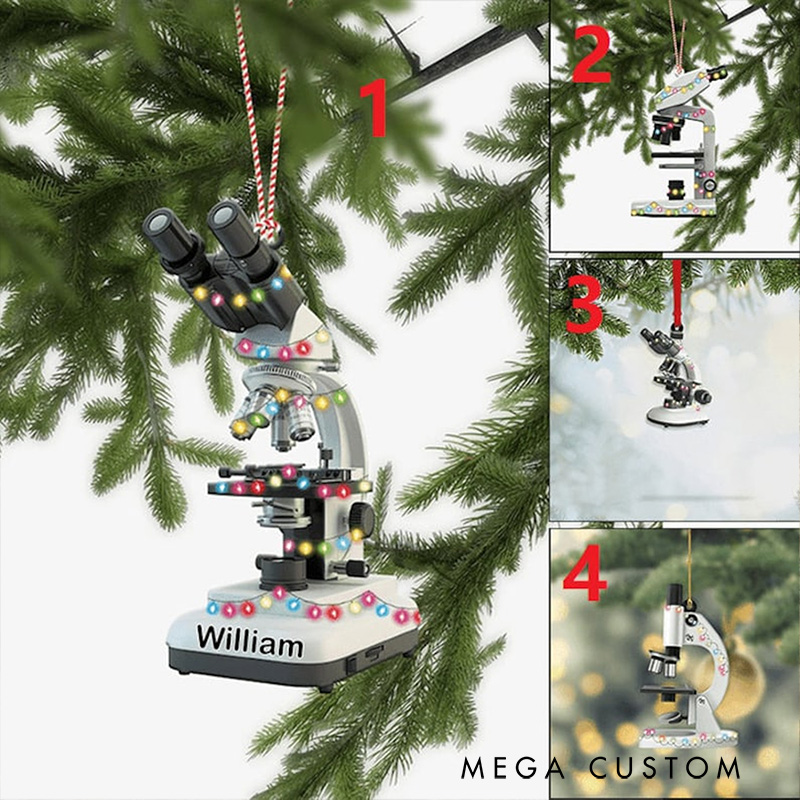 Personalized Microscope Christmas Ornament Science Microscope Christmas Ornament for Geek Lover