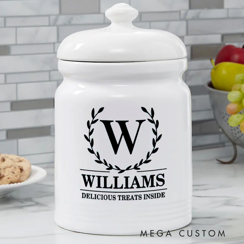 Personalized Family Cookie Jar Custom Cookie Storage with Name Farmhouse Kitchen Baker Family Kids Christmas Gift Baking Lover Gifts